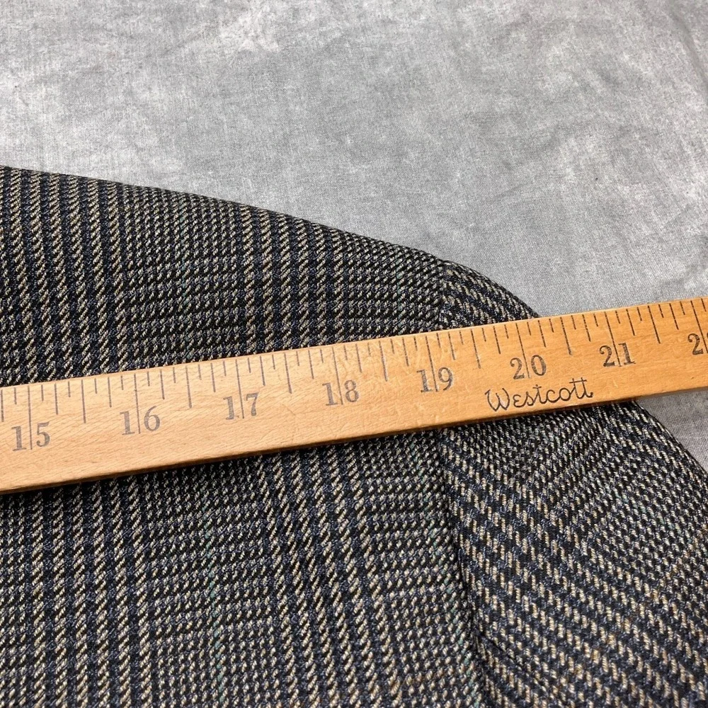 Talbots Blazer Men 44L Black Blue Tan Tweed Houndstooth Plaid Sport Jacket Italy
